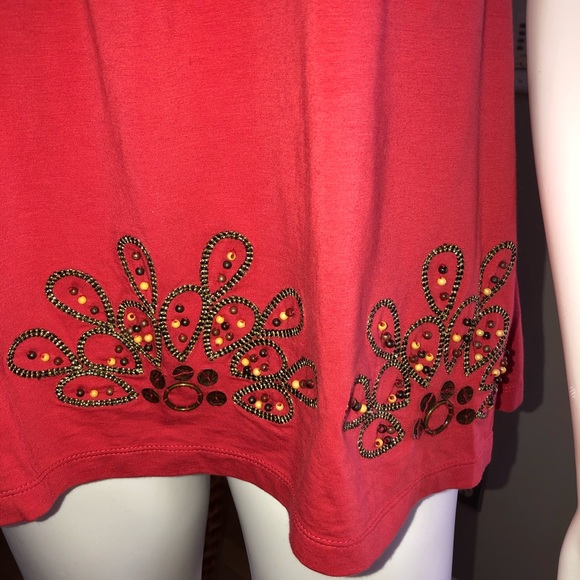 🔥LOFT Beaded Coral Halter Top Sz L (B-30) - Picture 3 of 8